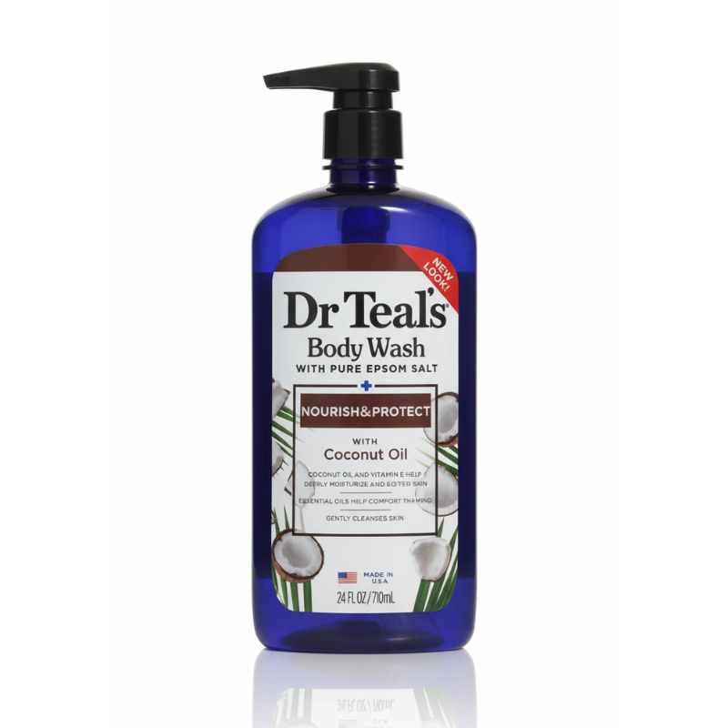 Dr Teal’s Body Wash with Pure Epsom Salt — Nourish & Protect with Coconut Oil (24 fl oz / 710 mL)