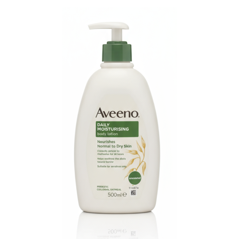 Aveeno Daily Moisturising Body Lotion (Normal to Dry Skin) Unscented — with Prebiotic Colloidal Oat, 500 ml Pump