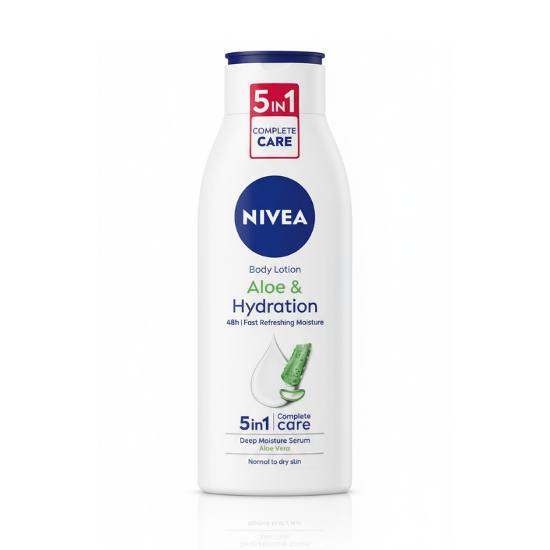 NIVEA Body Lotion Aloe & Hydration (5in1 Complete Care) with Deep Moisture Serum & Aloe Vera