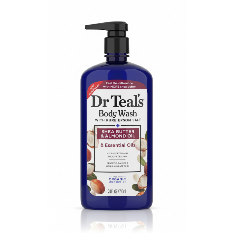 Dr Teal’s Body Wash with Pure Epsom Salt — Shea Butter & Almond Oil & Essential Oils (24 fl oz / 710 mL)