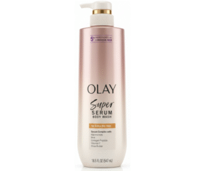Olay Super Serum Body Wash for Extra Dry Skin — Serum Complex with Niacinamide, BHA, Collagen Peptide, Vitamin C & Shea Butter (18.5 fl oz / 547 mL)