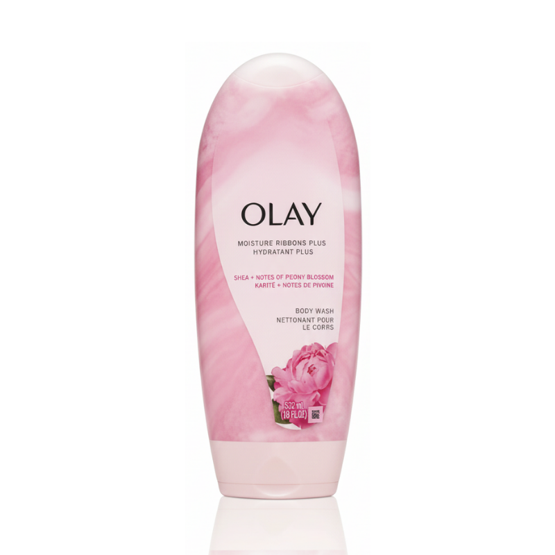 Olay Moisture Ribbons Plus Shea + Notes of Peony Blossom Body Wash, 18 fl oz (532 mL)