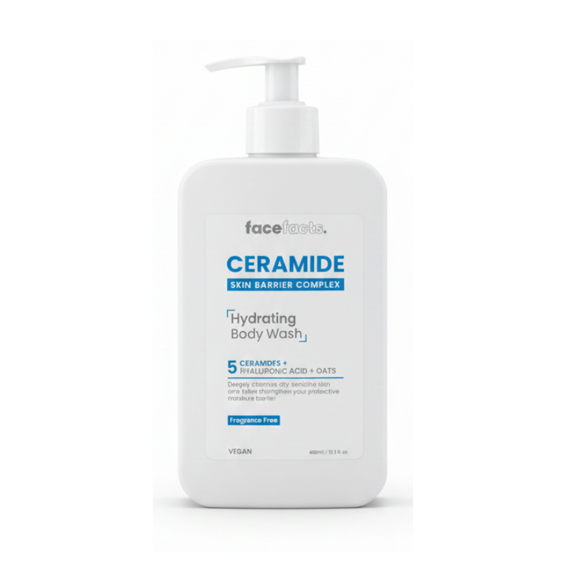 Face Facts Ceramide Hydrating Body Wash – Skin Barrier Complex (Fragrance Free, Vegan) 400 ml