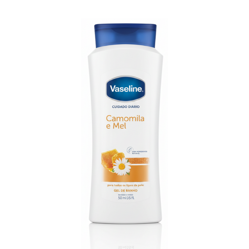 Vaseline Cuidado Diário Camomila e Mel – Gel de Banho (Body Wash), 50 ml