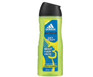 Adidas Get Ready 3-in-1 Shower Gel – Body, Hair & Face Wash with Citrus Extract (400ml)