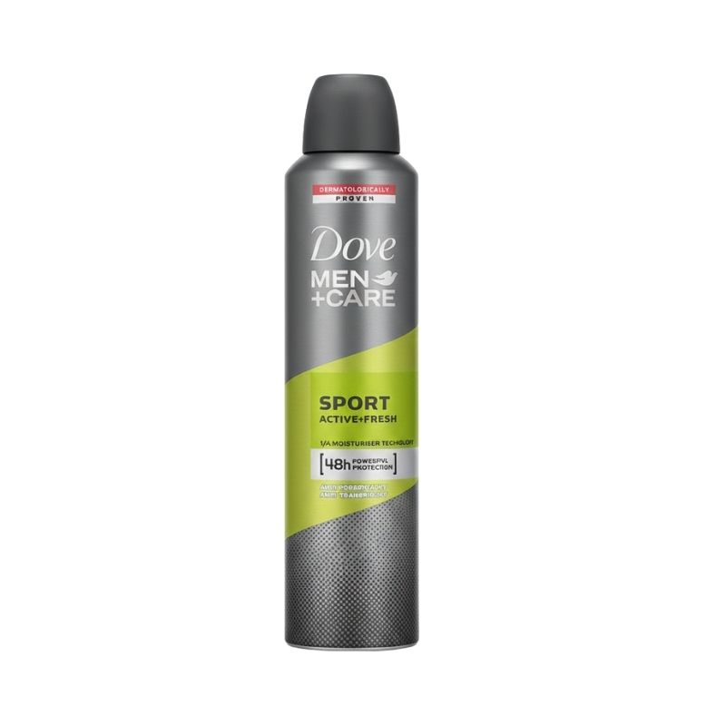 Dove Men+Care Sport Active+Fresh Anti‑Perspirant Deodorant Spray – 48h Powerful Protection, ¼ Moisturiser Technology