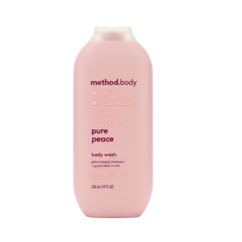 method body pure peace body wash – peony, rose water + pink sea salt (532 ml / 18 fl oz)