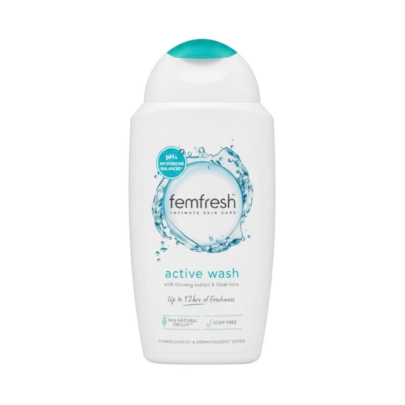 femfresh Active Wash with Ginseng Extract & Silver Ions (pH & Microbiome Balanced) – 250 mL