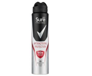 Sure Men Antibacterial Protection Anti‑Perspirant Deodorant Spray with MotionSense™ – 10x Antibacterial Protection, 48h