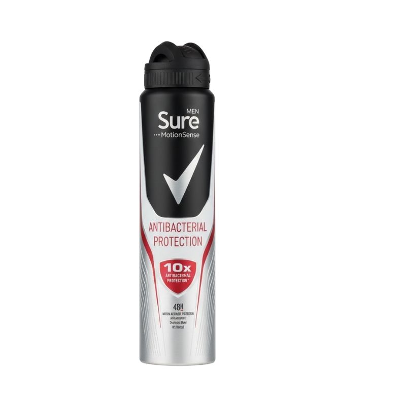 Sure Men Antibacterial Protection Anti‑Perspirant Deodorant Spray with MotionSense™ – 10x Antibacterial Protection, 48h