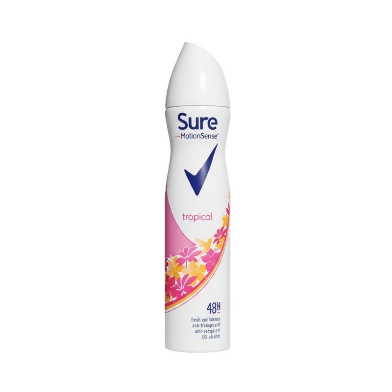 Sure Women Tropical Anti‑Perspirant Deodorant Aerosol with MotionSense™ – 48h Protection, 0% Alcohol