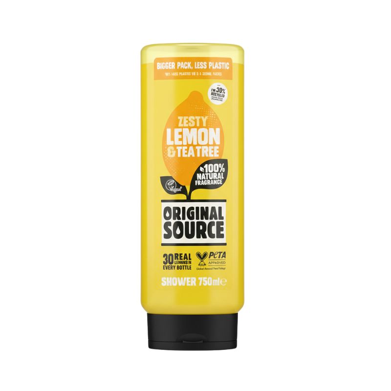 Original Source Zesty Lemon & Tea Tree Shower Gel – 100% Natural Fragrance (750 ml, Bigger Pack Less Plastic)