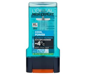 L’Oréal Men Expert Cool Power Ultimate Freshness Icy‑Caps Shower Gel –4°C, Body | Face | Hair (XL 300 ml