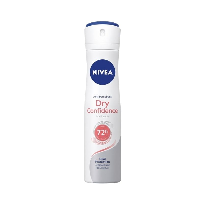 NIVEA Dry Confidence Anti‑Perspirant Deodorant Spray – 72h Dual Protection, 0% Alcohol