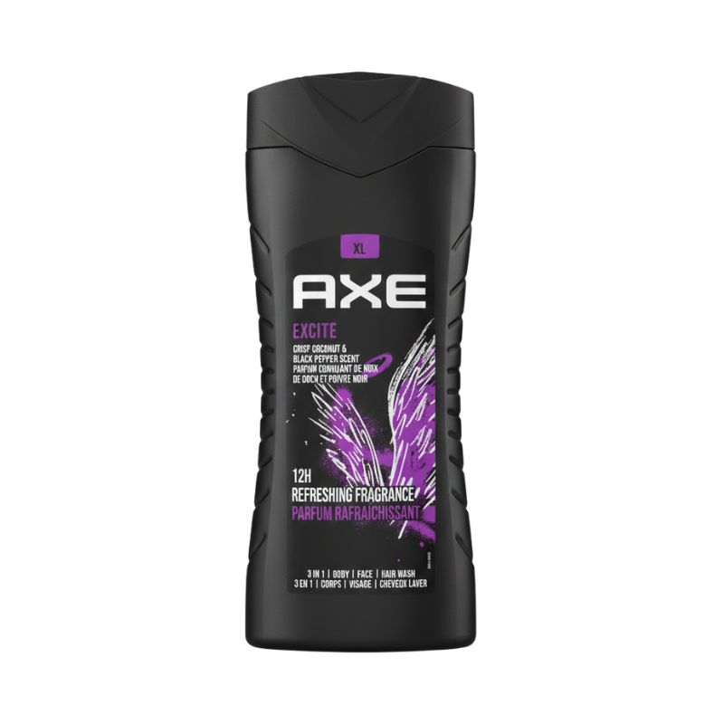 AXE Excite 3-in-1 Shower Gel – Crisp Coconut & Black Pepper Scent (XL Size)