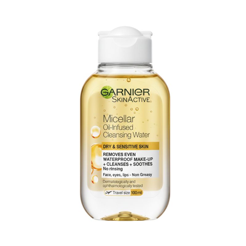 Garnier SkinActive Micellar Oil‑Infused Cleansing Water – Dry & Sensitive Skin (Travel Size 100 ml