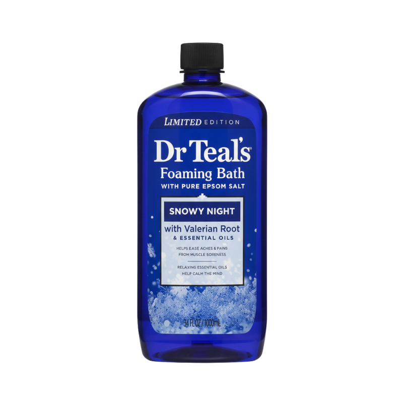 Dr. Teal's Foaming Bath with Pure Epsom Salt – Snowy Night with Valerian Root & Essential Oils (Limited Edition)34 FL OZ (1000 mL)