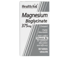 HealthAid Magnesium Bisglycinate 375mg (Chelated) with Vitamin B6,60 Tablets