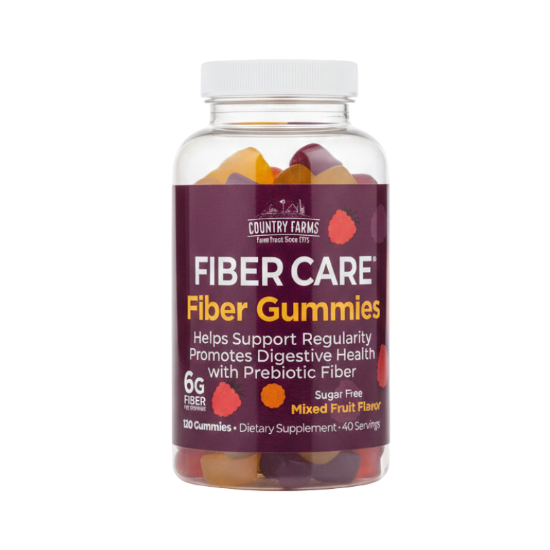 Country Farms Fiber Care Fiber Gummies (Mixed Fruit Flavor),120 Gummies (40 Servings)