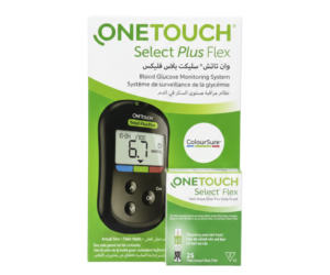 OneTouch Select Plus Flex Blood Glucose Monitoring System,Monitoring Kit (includes Meter, Lancing Device, and Lancets) + 1 Box of 25 Test Strips.