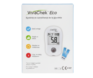 VivaChek™ Eco Blood Glucose Monitoring System,Monitoring Kit (Standard kit includes: 1 Meter, 1 Lancing Device, 10 Lancets, and 1 Carrying Case)