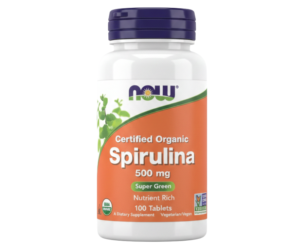 NOW Certified Organic Spirulina 500mg Super Green Tablets, 100 Count