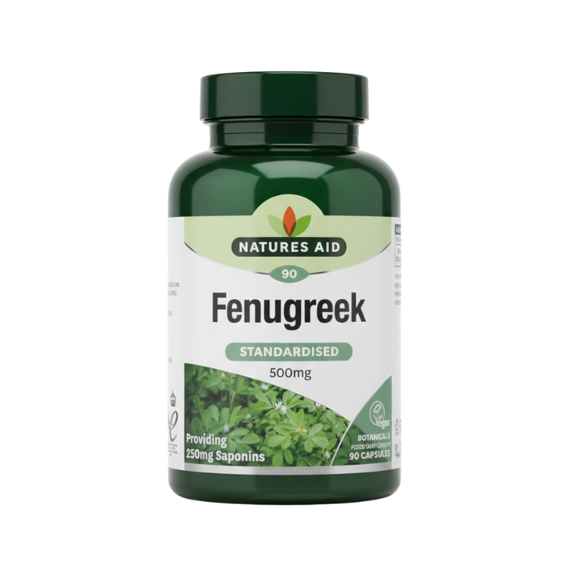 Natures Aid Standardised Fenugreek 500mg Vegan Capsules, 90 Count