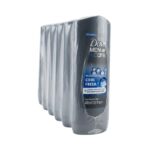 Dove Men+Care Cool Fresh Invigorating Body, Face & Hair Wash – 3-in-1 Formula with MicroMoisture™ (400ml / 13.5 fl oz) – Pack of 6